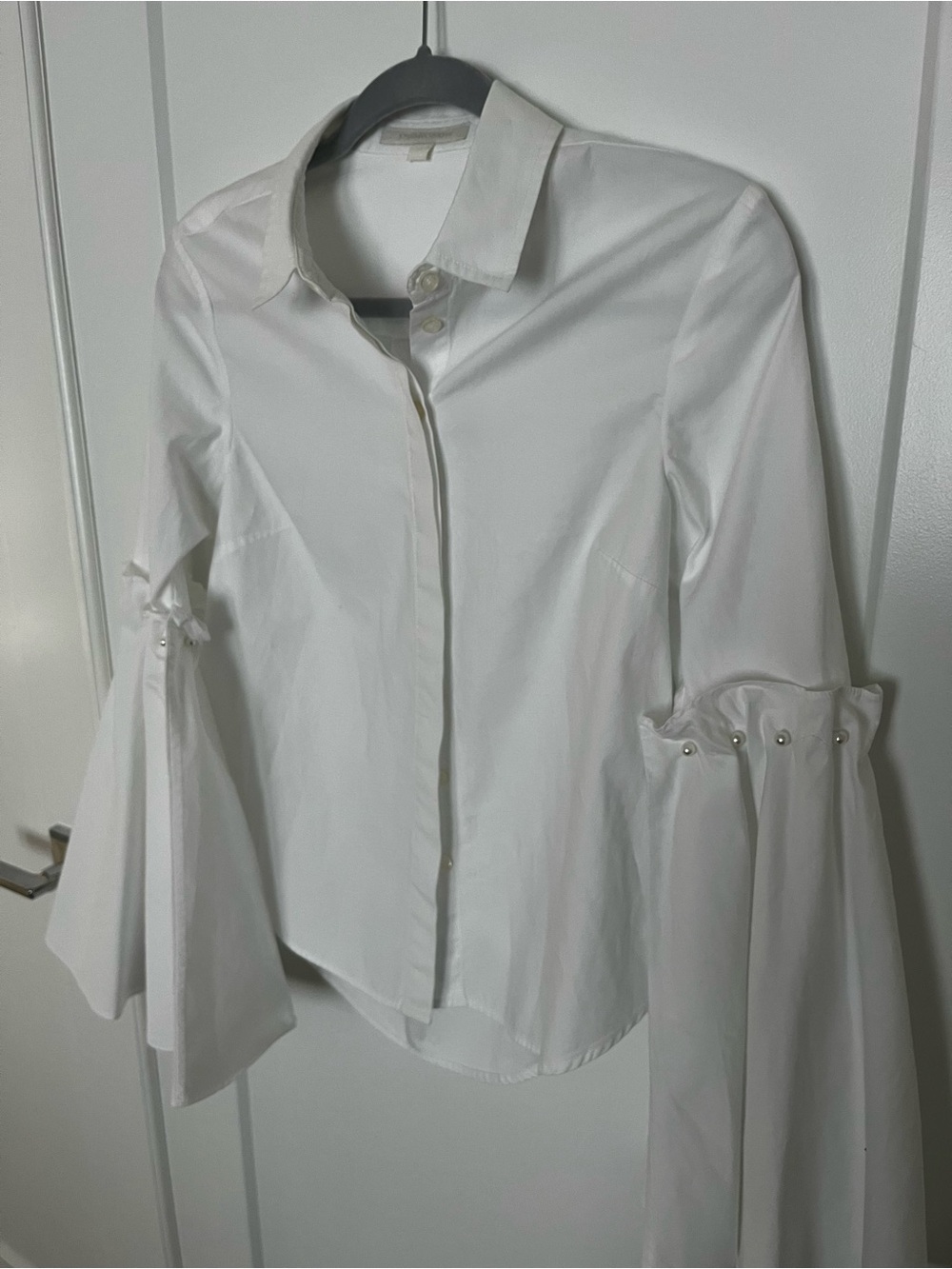 Jonathan Simkhai White Bell-Sleeve Button-Down Shirt